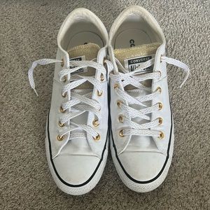 White and gold glitter converse
